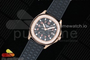 PPF 파텍필립 아쿠아넛 로즈골드 블랙다이얼 다이아베젤 블랙러버스트랩 Aquanaut 5067A RG PPF 1:1 Best Edition Black Textured Dial on Black Rubber Strap AE23