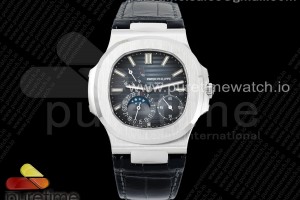 PPF V2 파텍필립 노틸러스 5712 블루다이얼 블랙가죽스트랩 Nautilus 5712 SS PPF 1:1 Best Edition Blue Dial on Black Leather Strap A240 Super Clone V2