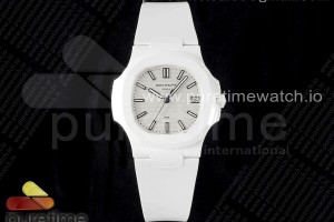 AMGF 파텍필립 AET노틸러스 5711 화이트세라믹 화이트다이얼 화이트러버스트랩  AET Nautilus 5711 White Ceramic AMGF Best Edition White Dial on White Rubber Strap MIYOTA 9015