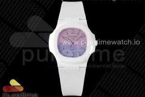 AMGF 파텍필립 AET노틸러스 5711 화이트세라믹 퍼플/핑크다이얼 화이트러버스트랩 AET Nautilus 5711 White Ceramic AMGF Best Edition Purple/Pink Dial on White Rubber Strap MIYOTA 9015