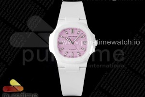 AMGF 파텍필립 AET노틸러스 5711 화이트세라믹 핑크다이얼 화이트러버스트랩 AET Nautilus 5711 White Ceramic AMGF Best Edition Pink Dial on White Rubber Strap MIYOTA 9015