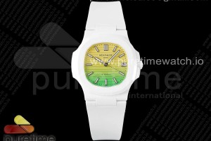 AMGF 파텍필립 AET노틸러스 5711 화이트세라믹 옐로우/그린다이얼 화이트러버스트랩 AET Nautilus 5711 White Ceramic AMGF Best Edition Yellow/Green Dial on White Rubber Strap MIYOTA 9015