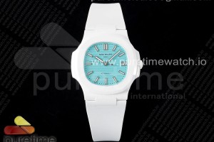 AMGF 파텍필립 AET노틸러스 5711 화이트세라믹 티파니블루다이얼 화이트러버스트랩 AET Nautilus 5711 White Ceramic AMGF Best Edition Tiffany Blue Dial on White Rubber Strap MIYOTA 9015