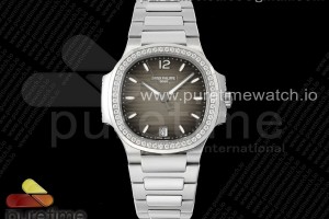 PPF 파텍필립 노틸러스 7118 레이디 다이아베젤 브라운다이얼 스틸브레이슬릿  Nautilus 7118 Ladies SS PPF 1:1 Best Edition Brown Dial on SS Bracelet 324CS