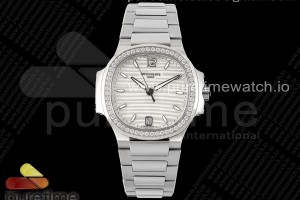 PPF 파텍필립 노틸러스 7118 레이디 다이아베젤 화이트다이얼 스틸브레이슬릿 Nautilus 7118 Ladies SS PPF 1:1 Best Edition White Dial Diamonds Bezel on SS Bracelet 324CS