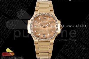 PPF 파텍필립 노틸러스 7118 레이디 로즈골드 다이아베젤 골드다이얼 스틸브레이슬릿 Nautilus 7118 Ladies RG PPF 1:1 Best Edition RG Dial Diamonds Bezel on RG Bracelet 324CS