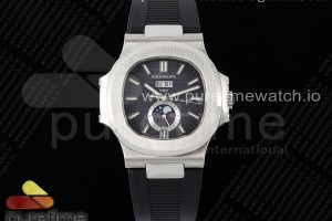 PPF 파텍필립 노틸러스 5726 그레이다이얼 블랙러버스트랩 Nautilus 5726 Complicated SS PPF 1:1 Best Edition Gray Textured Dial on Black Rubber Strap A324
