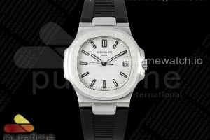 PPF V5 파텍필립 노틸러스 5711/1A 화이트다이얼 블랙러버스트랩 Nautilus 5711/1A PPF 1:1 Best Edition White Textured Dial on Black Rubber Strap 324CS V5