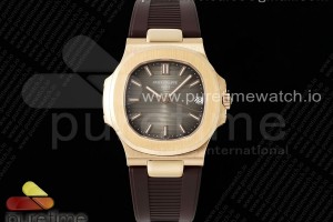 PPF V5 파텍필립 노틸러스 5711/1R 옐로우골드 브라운다이얼 브라운러버스트랩 Nautilus 5711/1R PPF 1:1 Best Edition Brown Textured Dial on Brown Rubber Strap 324CS V5