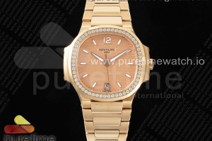 3KF 파텍필립 노틸러스 7118 레이디 로즈골드 다이아베젤 로골다이얼 스틸브레이슬릿 Nautilus 7118 Ladies RG 3KF 1:1 Best Edition RG Dial Diamonds Bezel on RG Bracelet A324 Super Clone