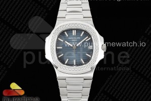 3KF V2 파텍필립 노틸러스 5711 다이아베젤 블루다이얼 스틸브레이슬릿 Nautilus 5711/1A 3KF 1:1 Best Edition Diamonds Bezel Blue Textured Dial on SS Bracelet A324 Super Clone V2