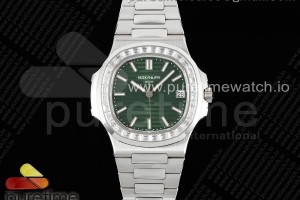 3KF V2 파텍필립 노틸러스 5711 다이아베젤 그린다이얼 스틸브레이슬릿 Nautilus 5711/1A 3KF 1:1 Best Edition Diamonds Bezel Green Textured Dial on SS Bracelet A324 Super Clone V2