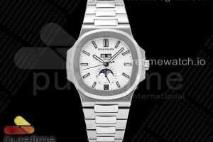 GRF V3 파텍필립 노틸러스5726 컴플리케이티드 화이트다이얼 스틸브레이슬릿 Nautilus 5726 Complicated SS GRF 1:1 Best Edition White Textured Dial on SS Bracelet A324 V3