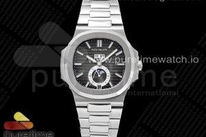 GRF V3 파텍필립 노틸러스5726 컴플리케이티드 블랙다이얼 스틸브레이슬릿 Nautilus 5726 Complicated SS GRF 1:1 Best Edition Black Textured Dial on SS Bracelet A324 V3