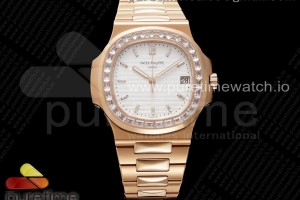 PPF V4 파텍필립 노틸러스5711 로즈골드 화이트다이얼 다이아베젤,인덱스 스틸브레이슬릿 Nautilus 5711 RG PPF 1:1 Best Edition White Dial Diamonds Markers and Bezel on RG Bracelet 324CS (Free box) V3