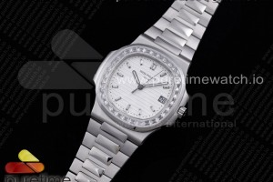 PPF 파텍필립 노틸러스 5711 화이트다이얼 다이아베젤 스틸브레이슬릿Nautilus 5711 PPF 1:1 Best Edition White Dial Diamonds Bezel on SS Bracelet 324CS (Free box)