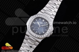 PPF 파텍필립 노틸러스 5711 블루다이얼 다이아베젤 스틸브레이슬릿 Nautilus 5711 PPF 1:1 Best Edition Blue Dial Diamonds Bezel on SS Bracelet 324CS (Free box)