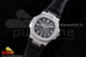 GRF 파텍필립 노틸러스 5711 블랙다이얼 블랙가죽스트랩 Nautilus 5711 SS GRF 1:1 Best Edition Black Textured Dial on Black Leather Strap 324CS