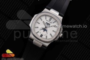 GRF 파텍필립 노틸러스 5726 애뉴얼캘린더 화이트다이얼 블랙러버스트랩 Nautilus 5726 Complicated SS GRF 1:1 Best Edition White Textured Dial on Black Rubber Strap A324