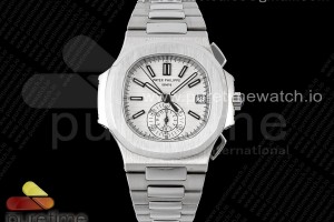 PPF 파텍필립 노틸러스 5980 화이트다이얼 스틸브레이슬릿 Nautilus 5980 SS PPF Best Edition White Dial on SS Bracelet A28-520