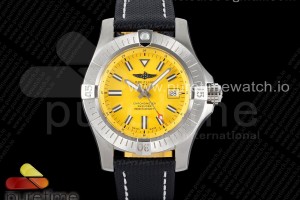 GF V2 브라이틀링 어벤저2 씨울프 옐로우다이얼 블랙나일론스트랩 Avenger II Seawolf SS GF 1:1 Best Edition Yellow Stick Dial on Black Nylon Strap A2824 V2