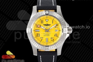 GF V2 브라이틀링 어벤저2 씨울프 옐로우아라빅다이얼 블랙나일론스트랩 Avenger II Seawolf SS GF 1:1 Best Edition Yellow Arabic Dial on Black Nylon Strap A2824 V2