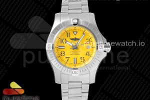 GF V2 브라이틀링 어벤저2 씨울프 옐로우아라빅다이얼 스틸브레이슬릿 Avenger II Seawolf SS GF 1:1 Best Edition Yellow Arabic Dial on SS Bracelet A2824 V2