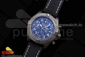 OXF 브라이틀링 어벤져2 씨울프 크로노 PVD티타늄 블랙다이얼 블랙나일론스트랩 Avenger II Seawolf Chronograph PVD Titanium OXF Best Edition Black Dial on Black Nylon Strap A7750