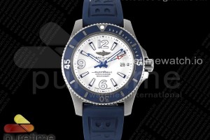TF 브라이틀링 슈퍼오션 오토매틱 화이트다이얼 블루러버스트랩 Superocean Automatic 44 TF 1:1 Best Edition White Dial Blue Bezel on Blue Rubber Strap A2824