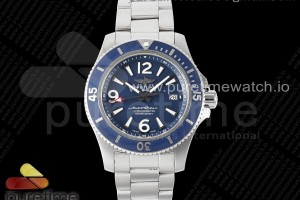 TF 브라이틀링 슈퍼오션 오토매틱 블루다이얼 스틸브레이슬릿 Superocean Automatic 44 TF 1:1 Best Edition Blue Dial Blue Bezel on SS Bracelet A2824