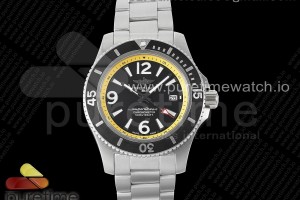 TF 브라이틀링 슈퍼오션 오토매틱 블랙/옐로우다이얼 스틸브레이슬릿 Superocean Automatic 44 TF 1:1 Best Edition Black Dial Black/Yellow Bezel on SS Bracelet A2824