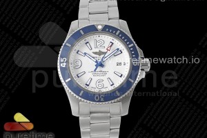 TF 브라이틀링 슈퍼오션 오토매틱 화이트다이얼 스틸브레이슬릿 Superocean Automatic 44 TF 1:1 Best Edition White Dial Blue Bezel on SS Bracelet A2824