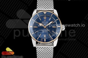 GF V2 브라이틀링 슈퍼오션 헤리티지 로즈골드콤비 블루다이얼 메쉬브레이슬릿 SuperOcean Heritage ii 42mm SS/RG GF 1:1 Best Edition Blue Dial on SS Mesh Bracelet A2824 V2