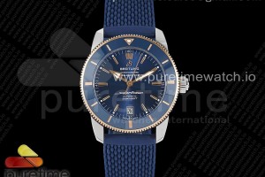 GF V2 브라이틀링 슈퍼오션 헤리티지 로즈골드콤비 블루다이얼 블루러버스트랩 SuperOcean Heritage ii 42mm SS/RG GF 1:1 Best Edition Blue Dial on Blue Rubber Strap A2824 V2