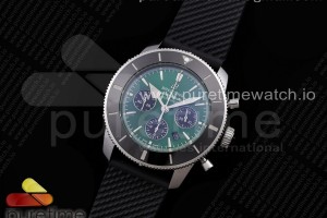 OXF 브라이틀링 슈퍼오션 헤리티지2 크로노 그린다이얼 블랙러버스트랩 Superocean Heritage II B01 Chrono 44 SS OXF Best Edition Green Dial on Black Rubber Strap A7750