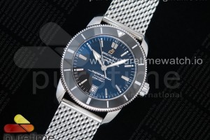 GF V2 브라이틀링 슈퍼오션 헤리티지 블랙다이얼 메쉬스틸브레이슬릿 SuperOcean Heritage ii 42mm SS GF 1:1 Best Edition Black Dial Black Bezel on SS Mesh Bracelet A2824 V2