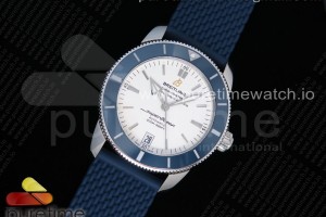 GF V2 브라이틀링 슈퍼오션 헤리티지 화이트다이얼 블루러버스트랩 SuperOcean Heritage ii 42mm SS GF 1:1 Best Edition White Dial Blue Bezel on Blue Rubber Strap A2824 V2