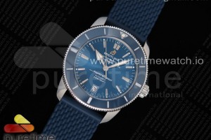GF V2 브라이틀링 슈퍼오션 헤리티지 블루다이얼 블루러버스트랩 SuperOcean Heritage ii 42mm SS GF 1:1 Best Edition Blue Dial Blue Bezel on Blue Rubber Strap A2824 V2