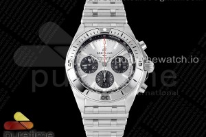 TF 브라이틀링 크로노맷 B01 실버다이얼 스틸브레이슬릿 Chronomat B01 42mm SS TF 1:1 Best Edition Silver Dial on SS Bracelet A7750