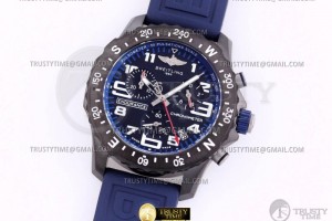 F 브라이틀링 인듀런스프로 블랙/블루다이얼 블루러버스트랩 Endurance Pro 44mm Blue DLC/RU Black Swiss Qtz