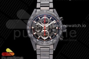 XF 태그호이어 칼리버호이어 블랙세라믹 블랙스켈레톤다이얼 블랙세라믹브레이슬릿 Calibre Heuer 01 Chrono 43mm Ceramic XF 1:1 Best Edition Skeleton Dial on Ceramic Bracelet A1887