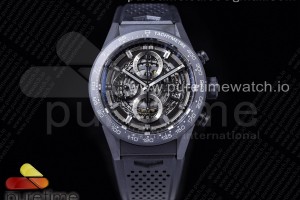 XF 태그호이어 칼리버호이어 크로노 세라믹케이스 스켈레톤다이얼 블랙러버스트랩 Calibre Heuer 01 Chrono 43mm Ceramic XF 1:1 Best Edition Skeleton Dial on Black Rubber Strap A1887