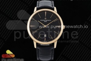 PPF 바쉐론콘스탄틴 패트리모니 데이트 로즈골드 블랙다이얼 블랙가죽스트랩 Patrimony Date RG PPF 1:1 Best Edition Black Dial on Black Leather Strap MIYOTA 9015