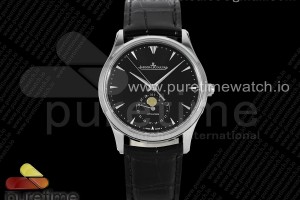 GF V4 예거 마스터 울트라씬문 블랙다이얼 블랙가죽스트랩 Master Ultra Thin Moon 1368470 SS GF 1:1 Best Edition Black Dial on Black Leather Strap A925 V3