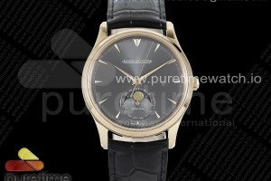 GF V4 예거 마스터 울트라씬문 로즈골드 그레이다이얼 블랙가죽스트랩 Master Ultra Thin Moon 136255J RG GF 1:1 Best Edition Gray Dial on Black Leather Strap A925 V3