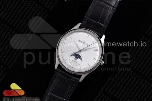 AZF 예거 마스터 울트라씬문 화이트다이얼 블랙가죽스트랩 Master Ultra Thin Moon SS AZF 1:1 Best Edition White Dial on Black Leather Strap A925