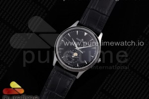 AZF 예거 마스터 울트라씬문 블랙다이얼 블랙가죽스트랩 Master Ultra Thin Moon SS AZF 1:1 Best Edition Black Dial on Black Leather Strap A925