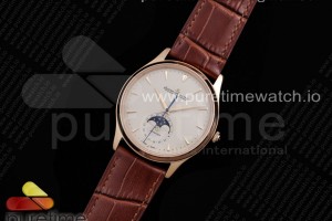 AZF 예거 마스터 울트라씬문 로즈골드 화이트다이얼 브라운가죽스트랩 Master Ultra Thin Moon RG AZF 1:1 Best Edition White Dial on Brown Leather Strap A925