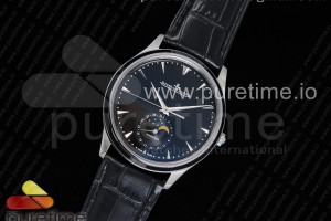ZF 예거 마스터 울트라씬문 블랙다이얼 블랙가죽스트랩 Master Ultra Thin Moon 1368470 SS ZF 1:1 Best Edition Black Dial on Black Leather Strap A925