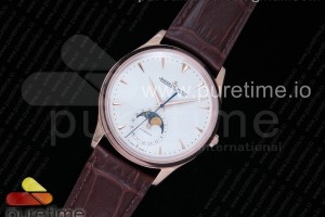 ZF 예거 마스터 울트라씬문 로즈골드 화이트다이얼 브라운가죽스트랩 Master Ultra Thin Moon 1362520 RG ZF 1:1 Best Edition White Dial on Brown Leather Strap A925